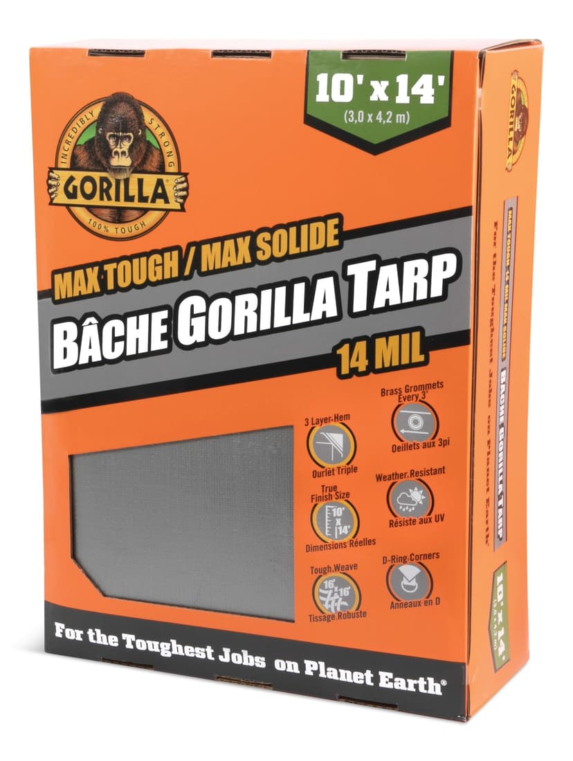 Gorilla Premium Tough Max 3-Layer Heavy-Duty Tarp, 14-mm, 10-ft x 14-ft
