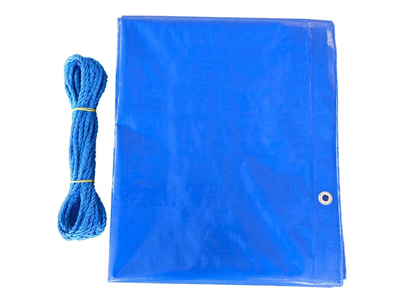Certified Waterproof Tarp & Rope Kit, 36-ft Rope, 8-ft x 10-ft Tarp, Blue