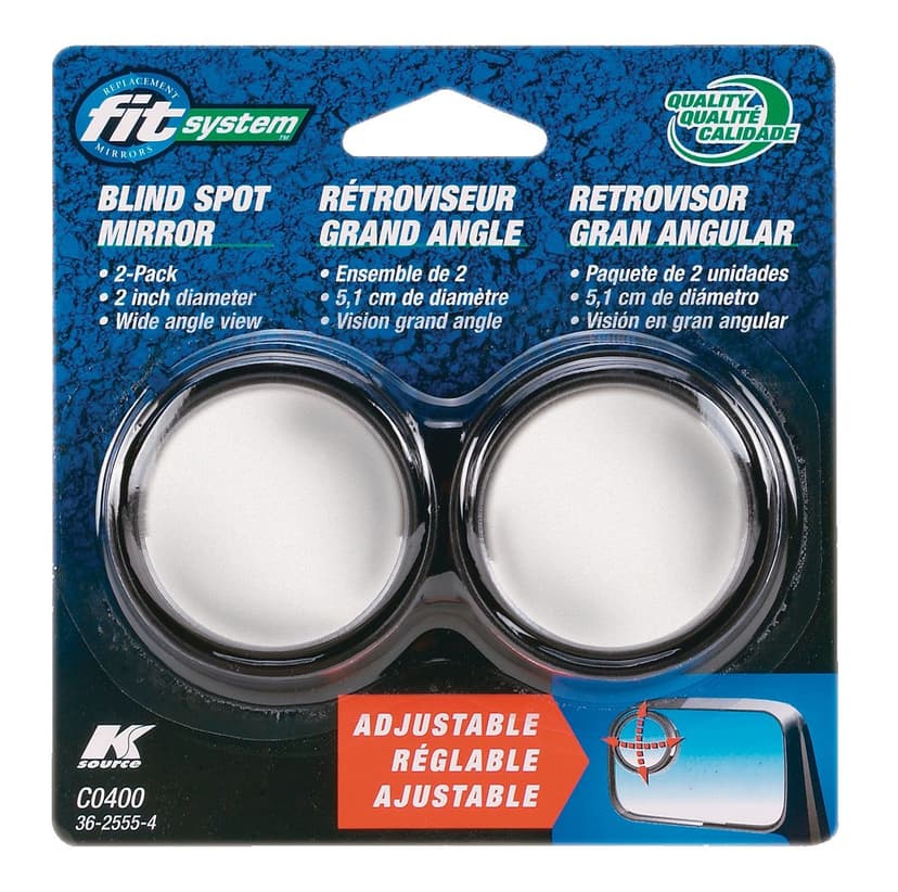K Source Round Adjustable Blind Spot Mirrors, 2-in, 2-pk