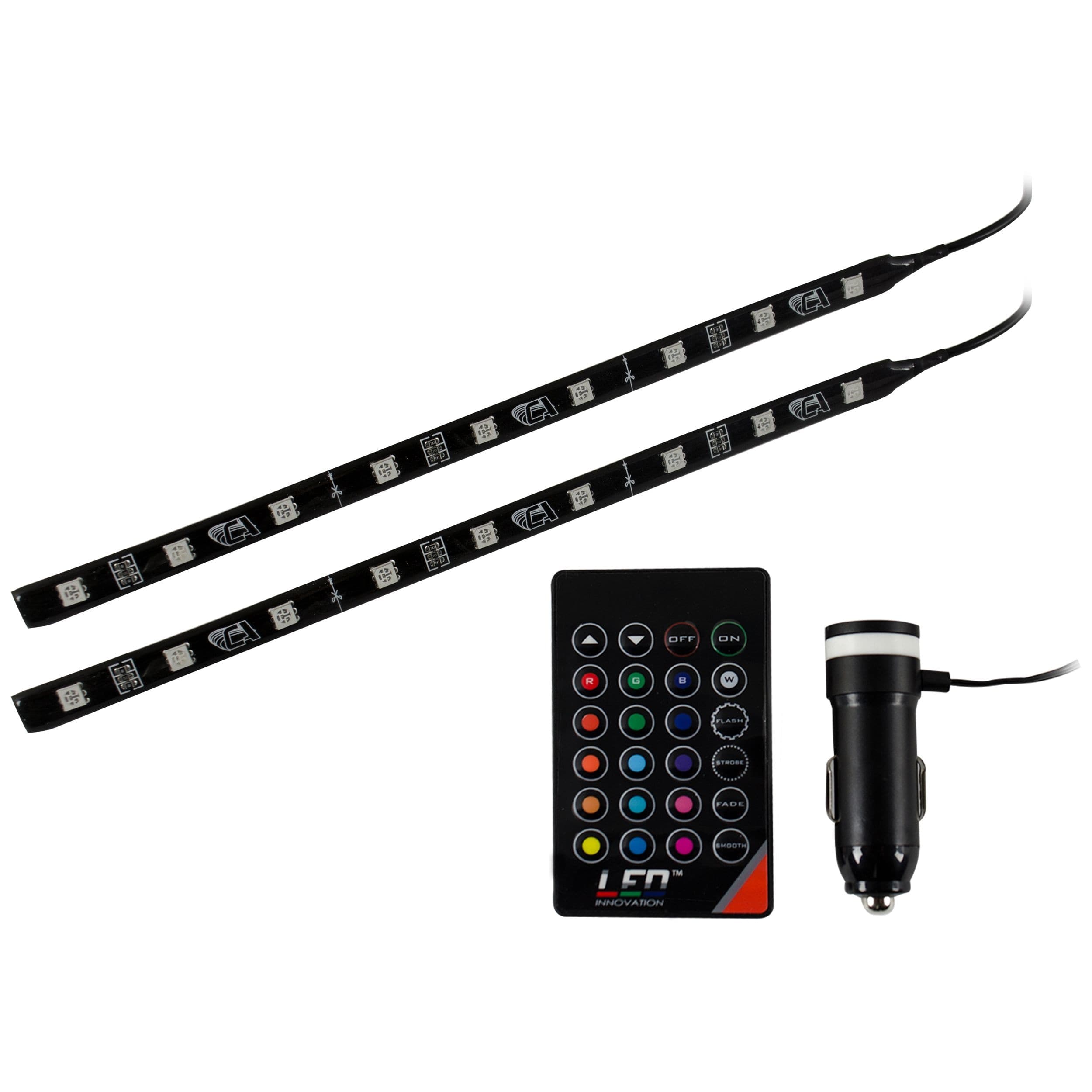 Multi-Colour LED Vehicle Strip Lights with Remote, 9-in