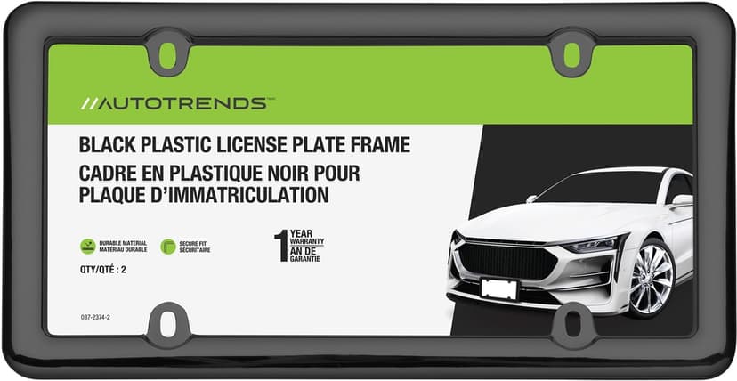 Plastic Black License Plate Frames, 2-pk
