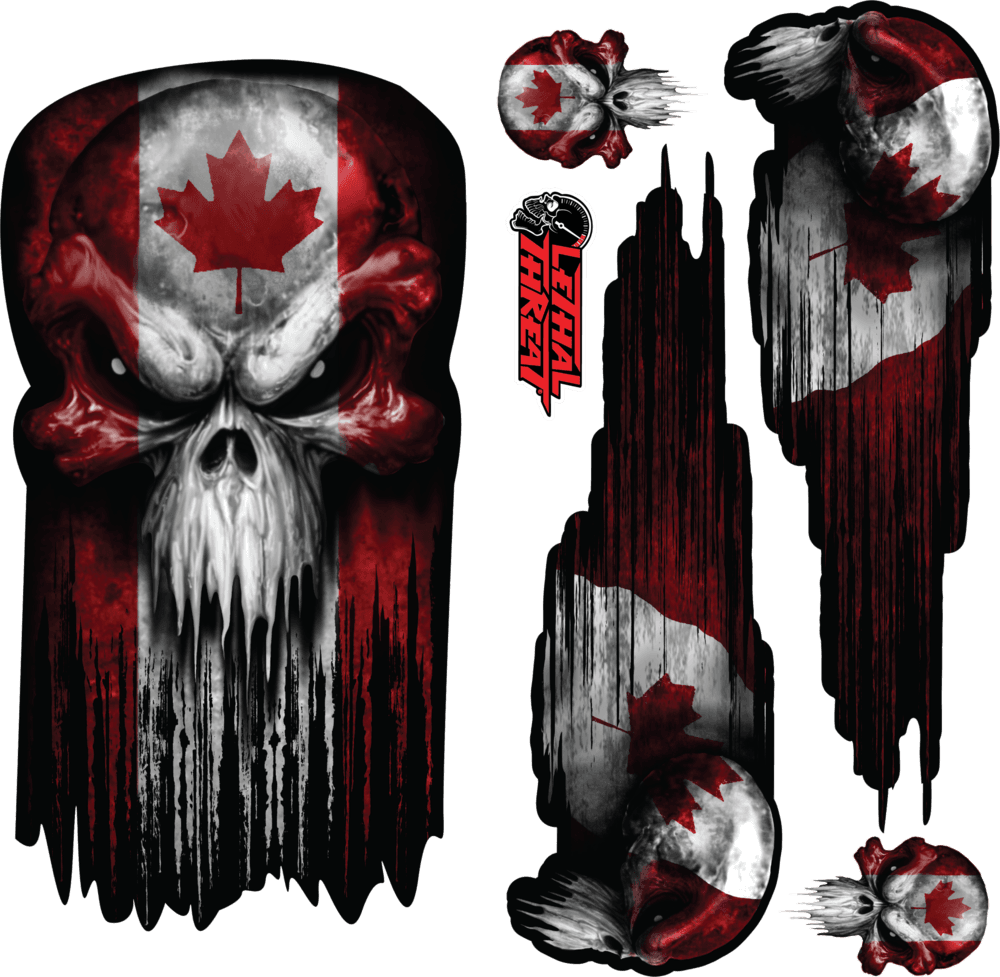 Lethal Threat Canadian Skull Series Vinyl Decal Set, 5-pc