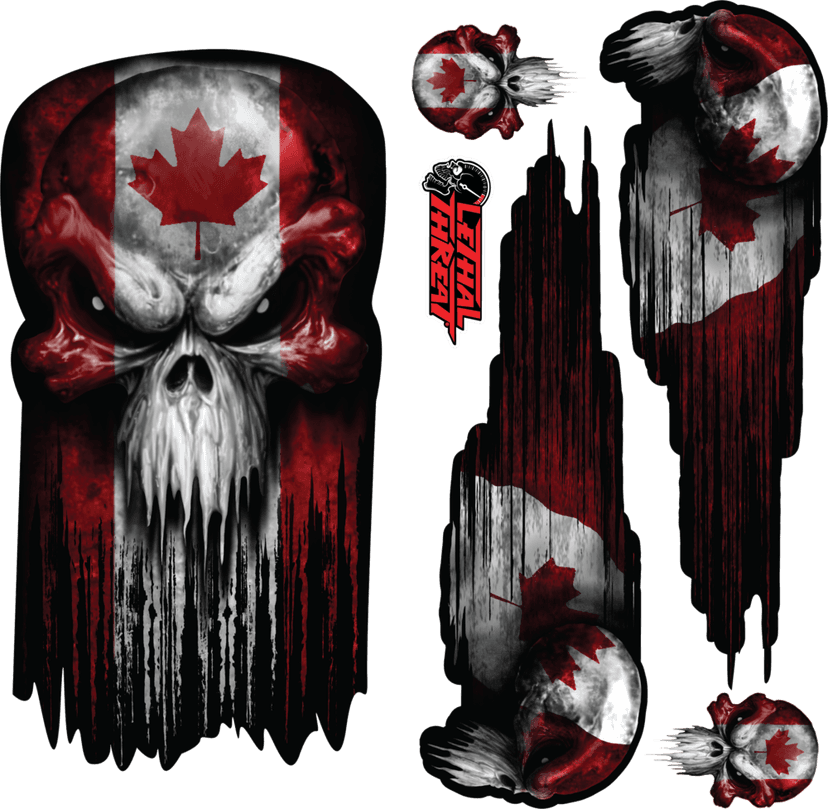 Lethal Threat Canadian Skull Series Vinyl Decal Set, 5-pc