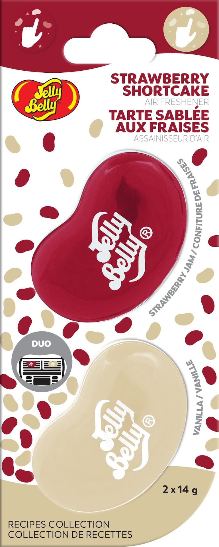 Jelly Belly Strawberry Shortcake Duo Mini Vent Clip Air Freshener, 2-pk