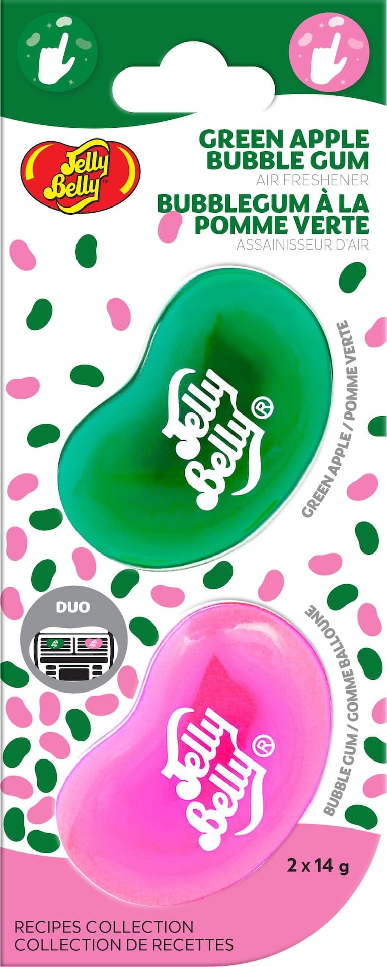 Jelly Belly Green Apple Bubble Gum Duo Mini Vent Clip Air Freshener, 2-pk