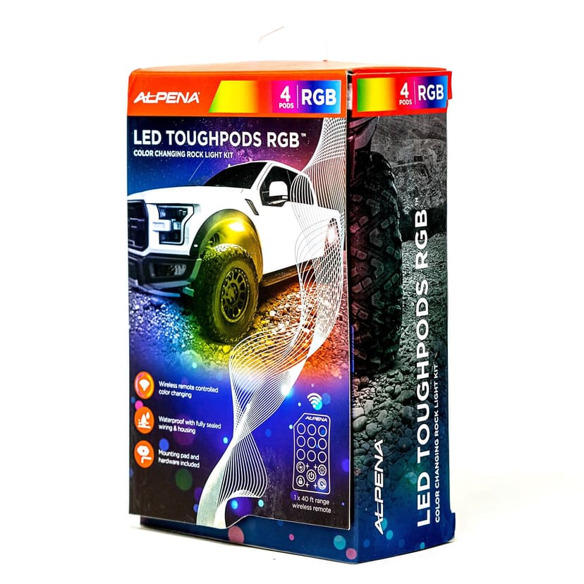 Alpena LED Tough Pods RGB Gen 2 Colour-Changing Rock Light Kit, 4-pk