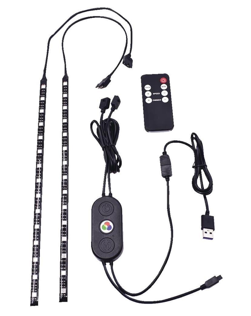 5V Multi-Colour Light Strips with Remote Control, 12-in, 2-pk