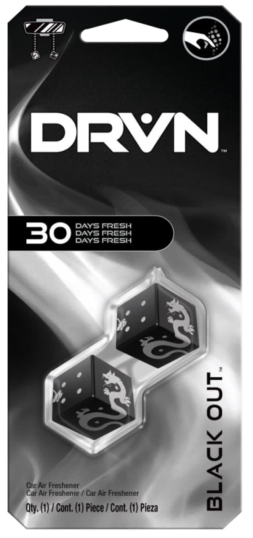 DRVN Hanging Dice Car Air Freshener, Black Out