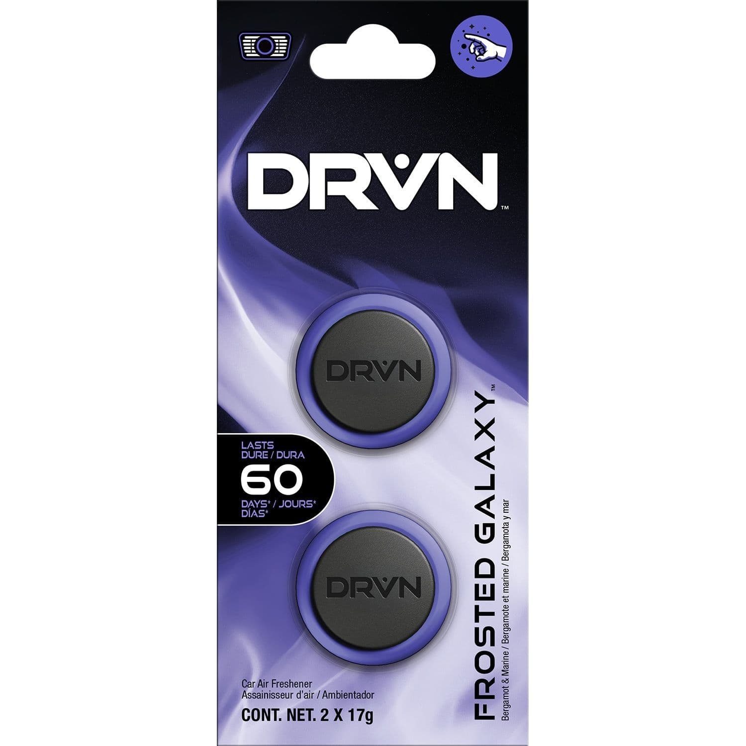 DRVN Car Air Freshener Vent Clip, Frosted Galaxy, 2-pk