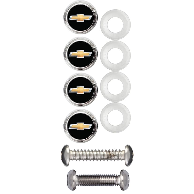 Chevrolet License Plate Fastener Caps, Chrome Finish, 4-pk