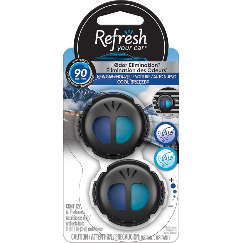Refresh Your Car! Dual Scent New Car/Cool Breeze Vent Clip, 2-pk