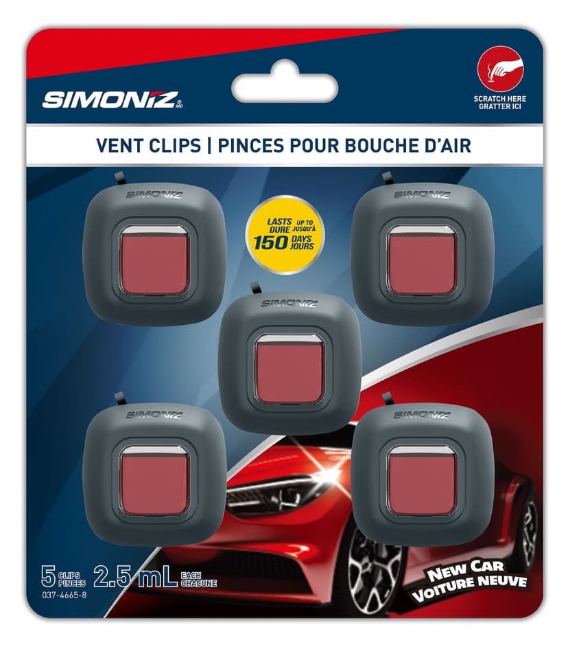 Simoniz New Car Vent Clip Air Freshener, 5-pk