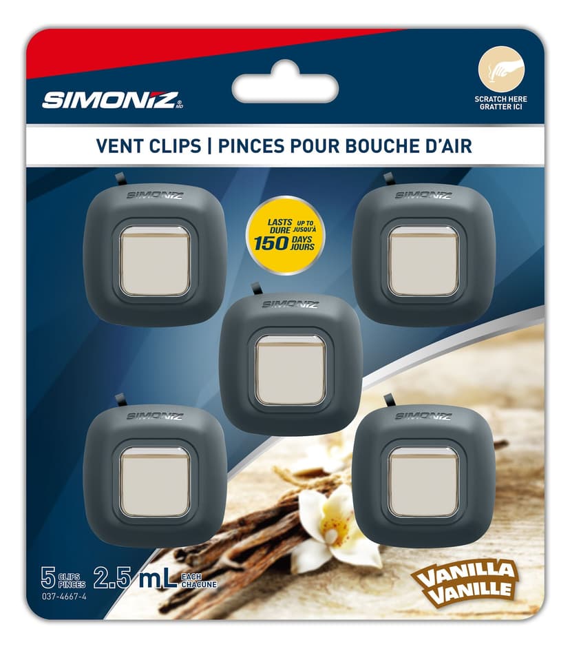 Simoniz Vanilla Vent Clip Air Freshener, 5-pk