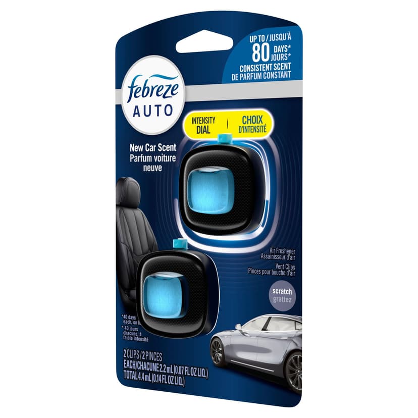 Febreze AUTO Air Freshener Vent Clip New Car Scent, 2.2 mL, Pack of 2