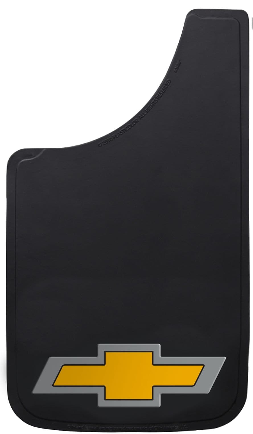 Chevy Licensed Mud Guards, 11 x 19-in, Universal, 2-pk, Black with Logo