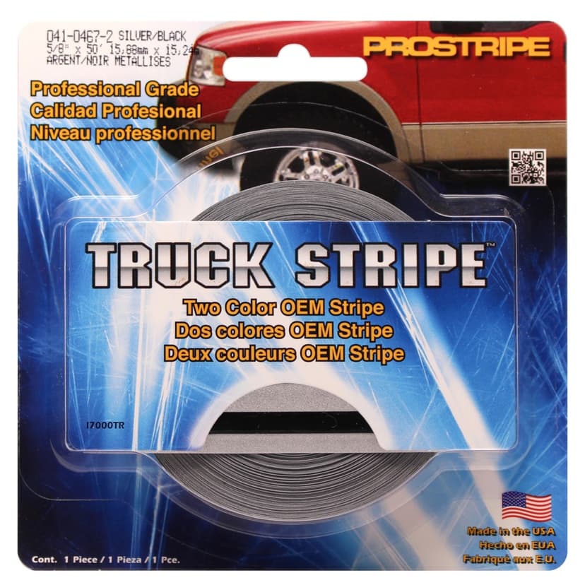 Trimbrite Truck Stripe, Silver/Black, 5/8-in x 50-ft