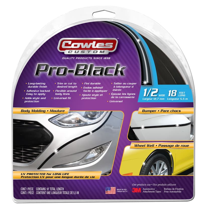 Cowles Custom S37751 Pro-Black Molding Trim, 1/2-in x 18-ft