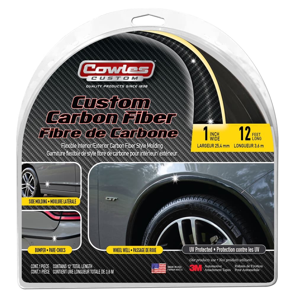 Cowles Custom S37795 Carbon Fiber Style Body Molding, 1-in x 12-ft