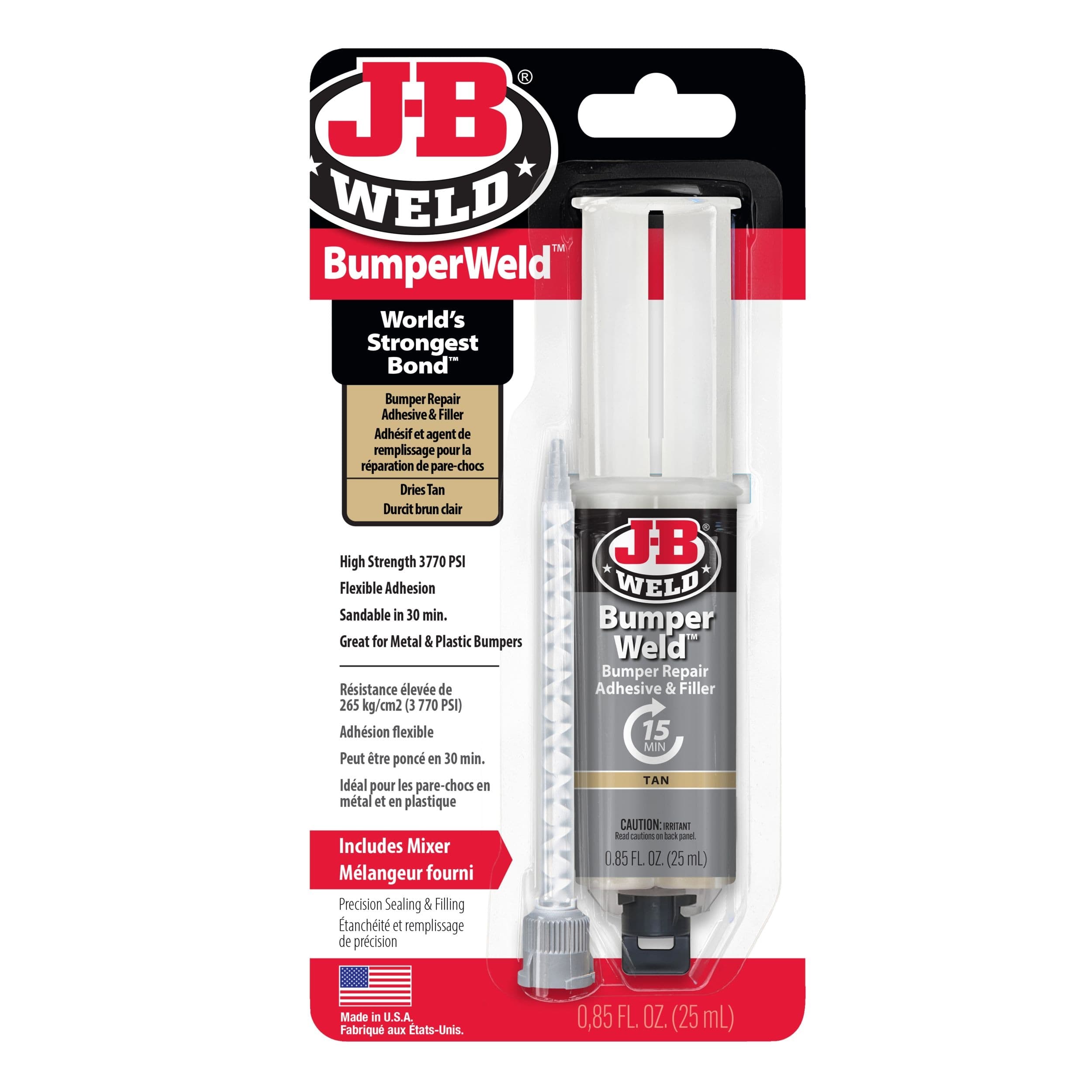 J-B Weld BumperWeld Bumper Repair Adhesive & Filler, Tan, 25-ml