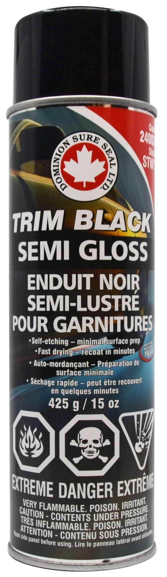 Dominion Sure Seal Trim Black Semi Gloss Paint, 425-g