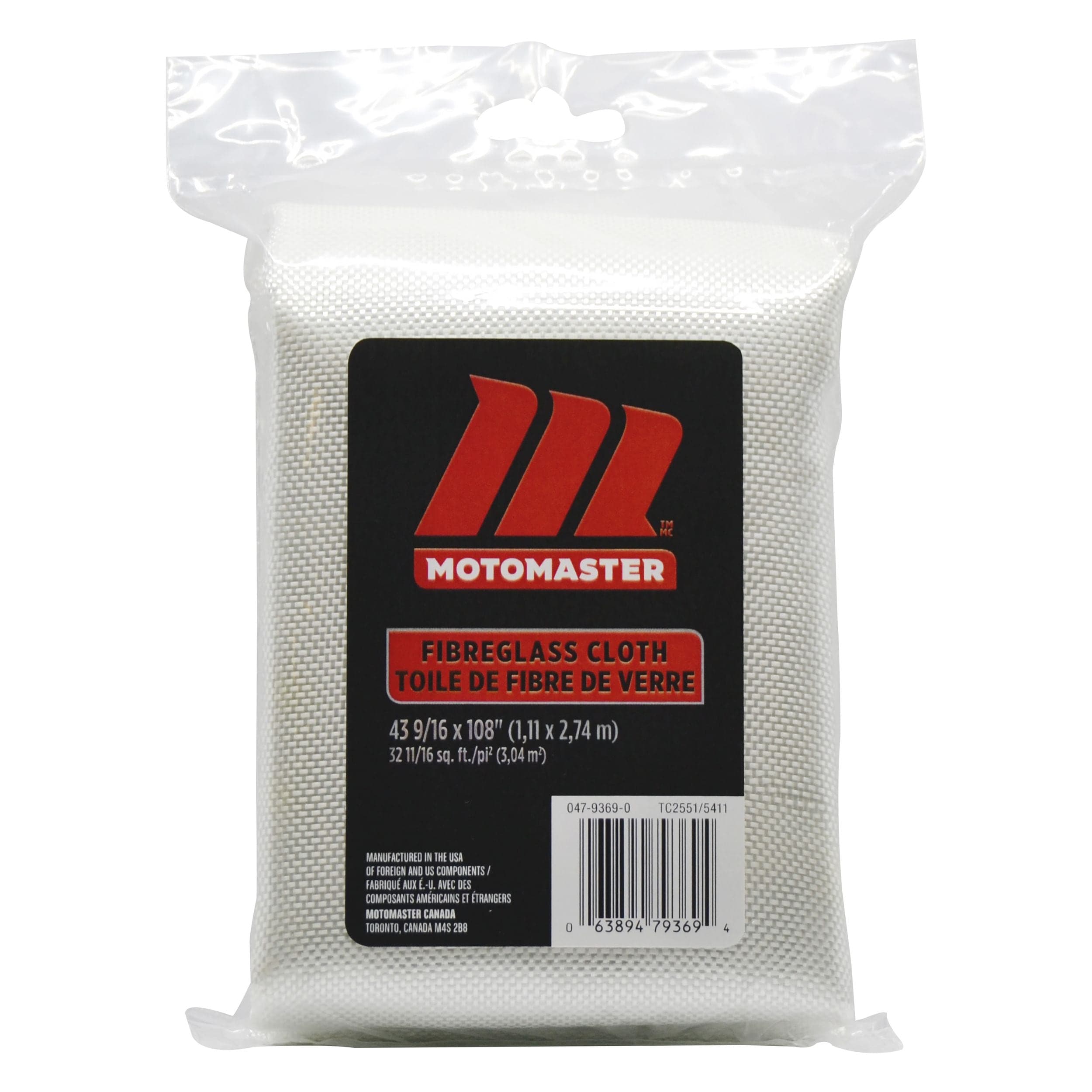 MotoMaster Fiberglass Cloth for Motomaster Polyester Resins, 1.11 m x 2.74 m