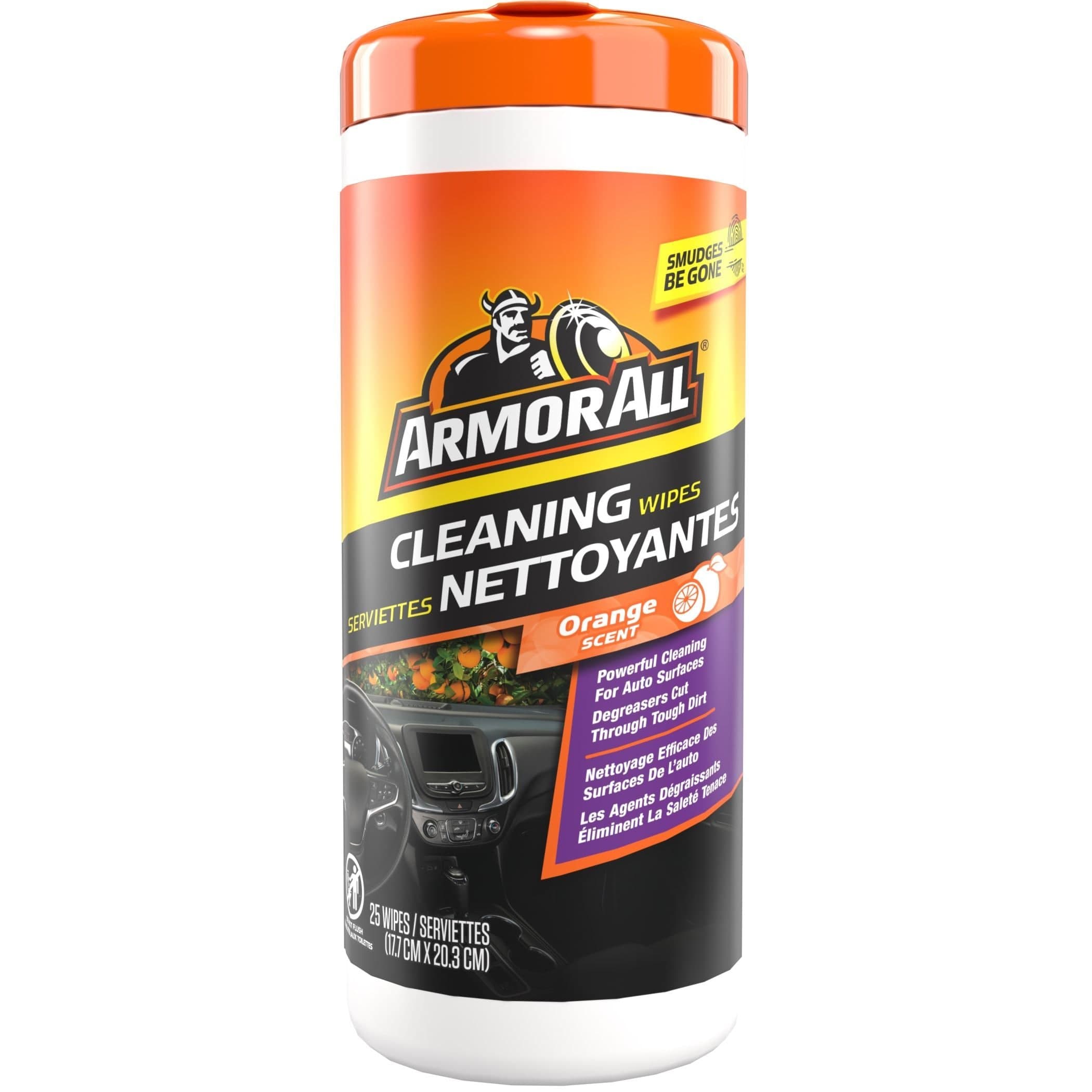 Armor All Auto Surface Car Cleaning Wipes, Orange Scent, 25-pk