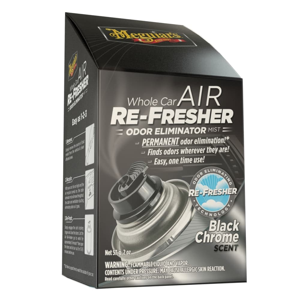 Meguiar's Whole Car Air Refresher Odour Eliminator Spray, Black Chrome Scent, 57-g