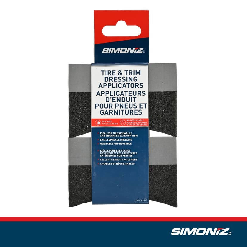 SIMONIZ Tire Shine Car Wheel Washer Tire Dressing Foam Applicator Sponge Blocks, Grey/Black, 2-pk