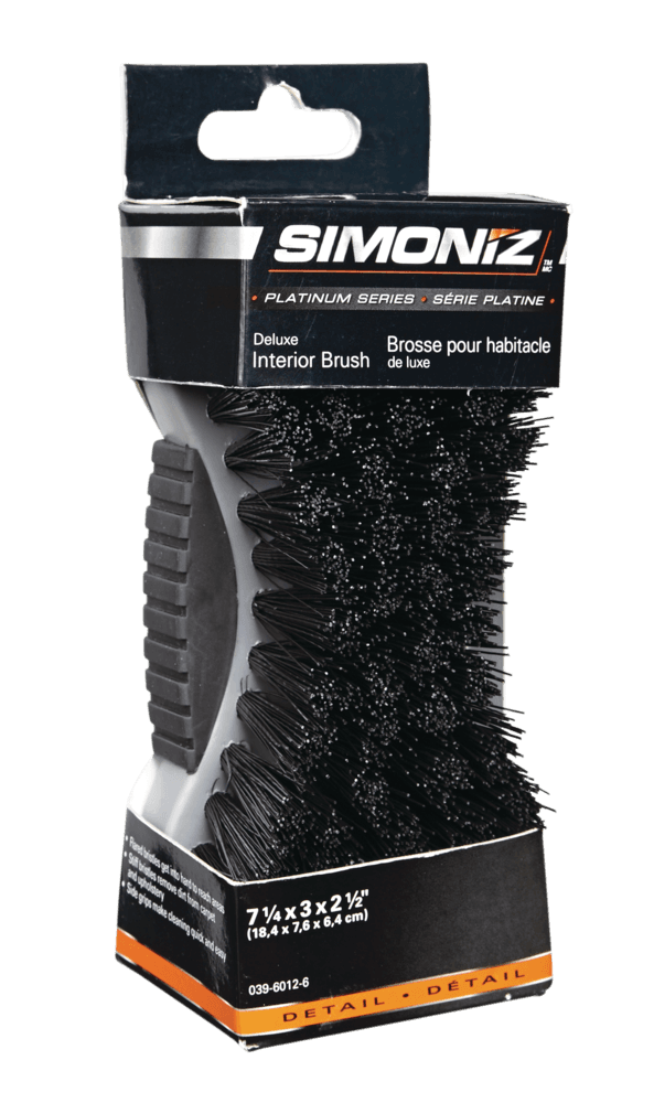 SIMONIZ Platinum Strong Bristles Comfort Grip Interior Brush for Carpet & Upholstery, Black & Grey, 1-pc