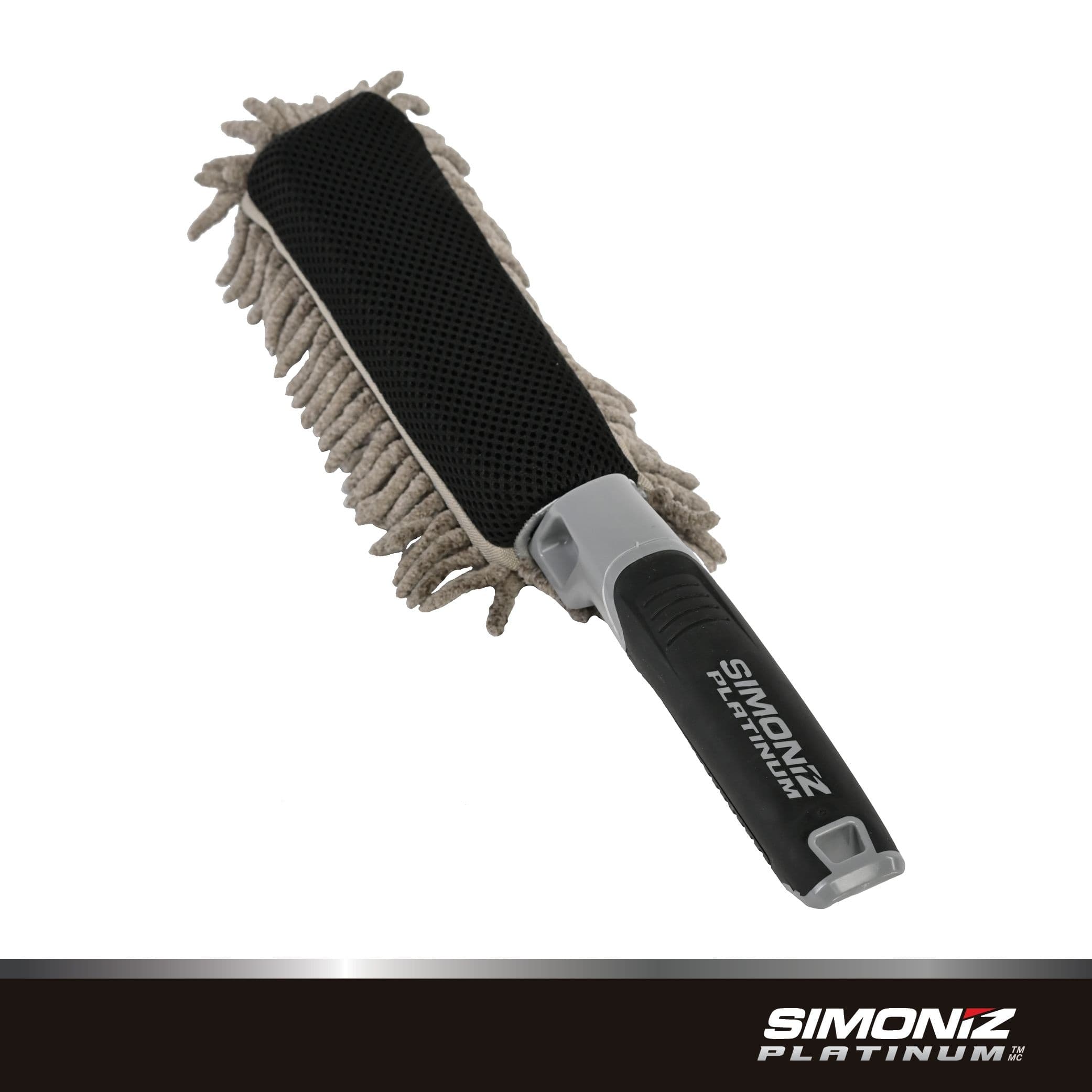 SIMONIZ Platinum Multi-Sided Brush Head Comfort Grip Wheel Cleaning Brush, Black & Grey, 1-pc