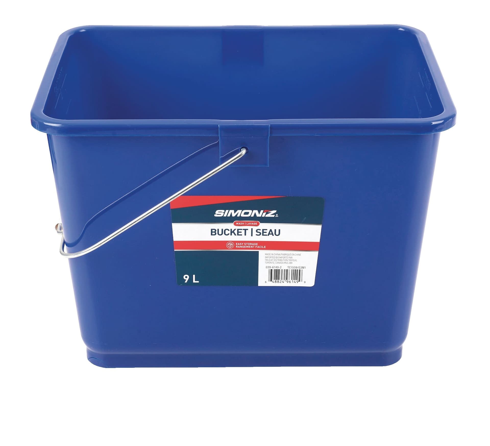 SIMONIZ Wash Square Easy Storage Wash Bucket, Blue, 1-pc, 9L