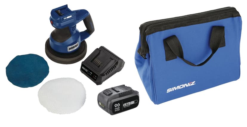Simoniz 20V Cordless Dual Action Polisher, 7-in, with PWR POD 4.0 Ah Battery
