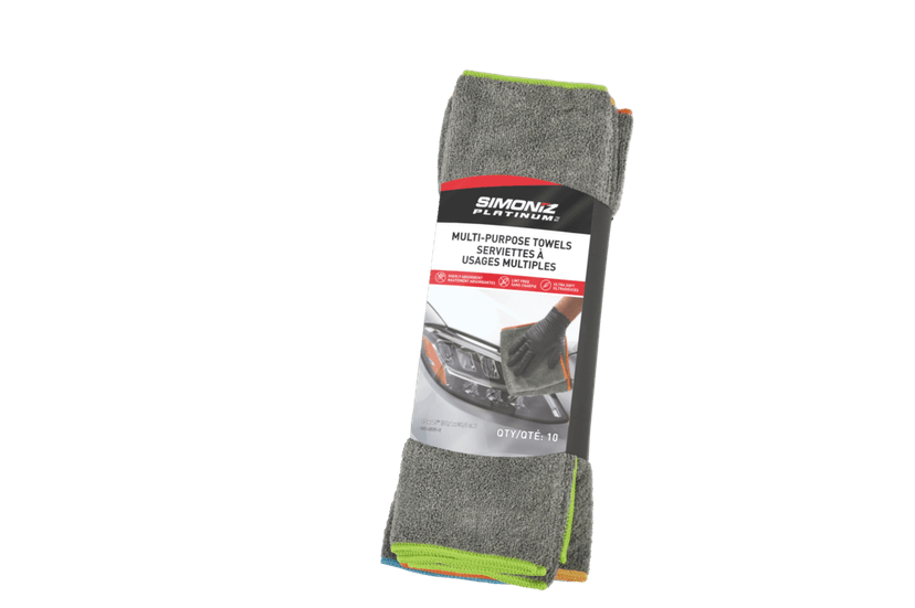 SIMONIZ Platinum Microfibre Towels, 15 x 15-in, Grey, 10-pk