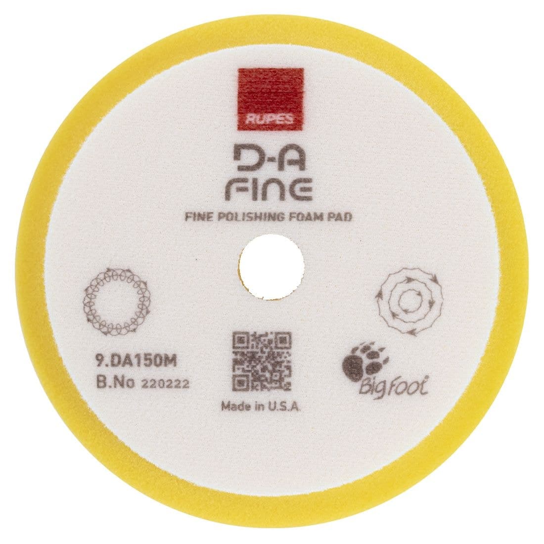 Rupes D-A FINE High Performance Fine Finishing Foam Pad, Yellow