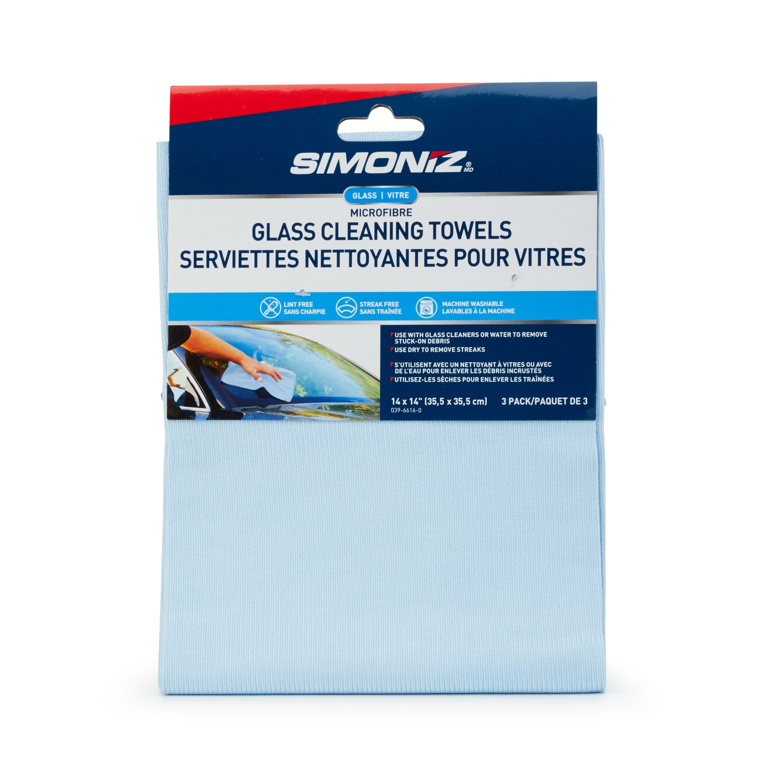 SIMONIZ Microfibre Cleaning Towels, Blue, 3-pk