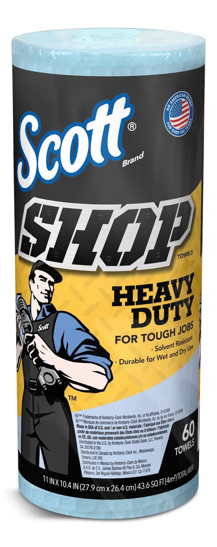 Scott Heavy-Duty Shop Paper Towels, 11 x 10.4-in, Blue, 60-pk