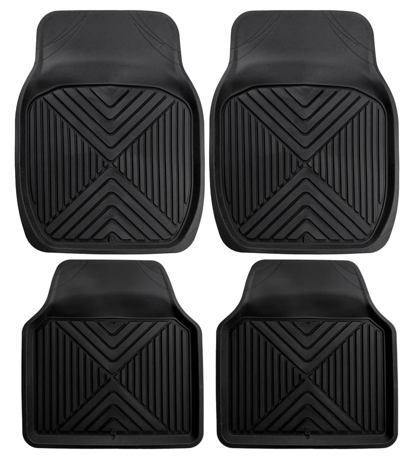 MotoMaster Deep Tray Rubber Car Floor Mat, Black, 4-Pack