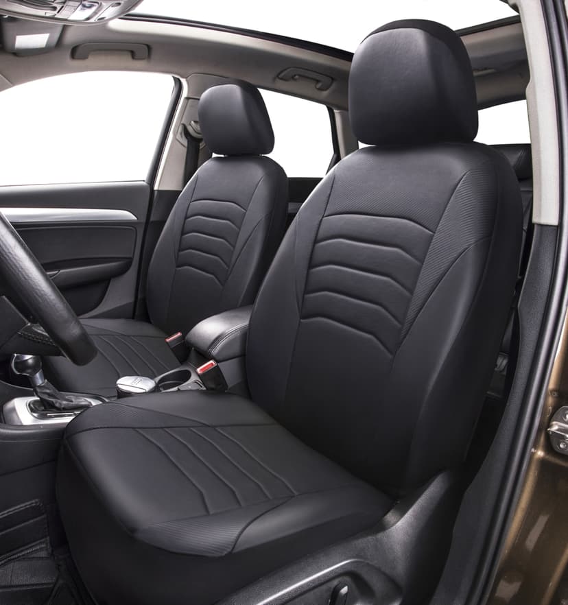 AutoTrends Carbon Fibre Seat Covers, Black, 2-pk