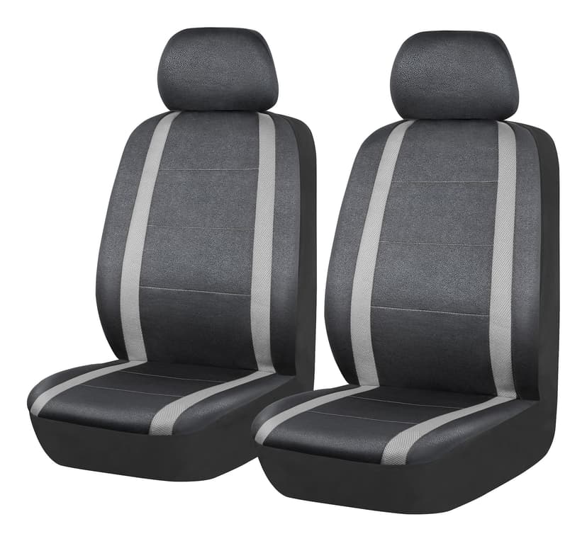 AutoTrends Core Sport Polyester Seat Cover, Grey & Black, 2-pk