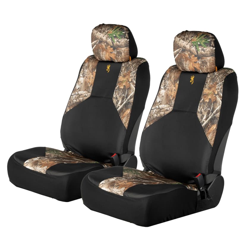 Browning Buckmark Branding Realtree Camo Seat Cover, Black & Camo, 2-pk