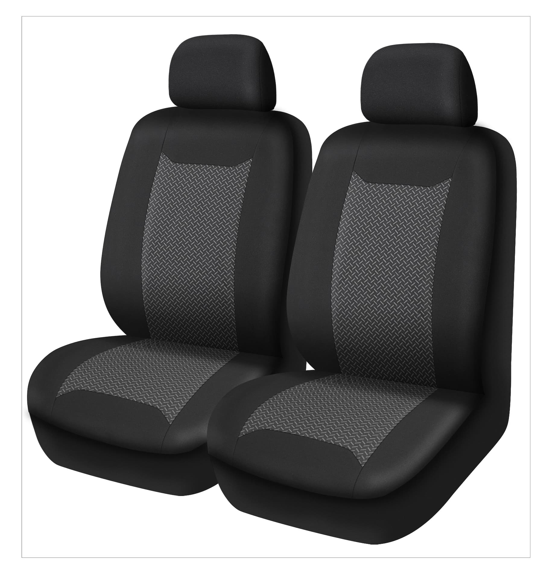 AutoTrends Track Car Seat Cover, Black & Grey, 2-pk