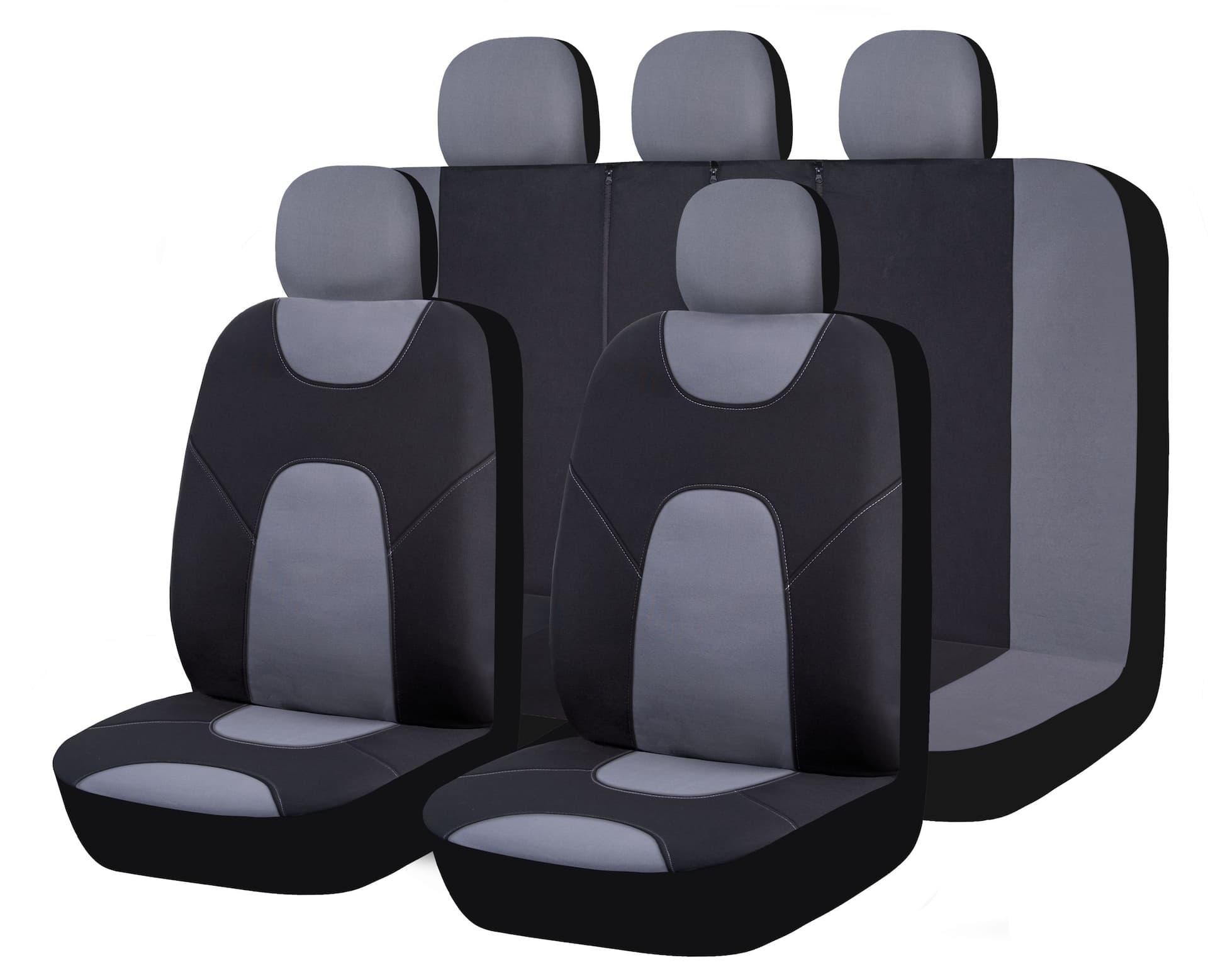 AutoTrends Two-Tone Seat Cover Set for Back Bench Seat, Black & Grey, 3-pk