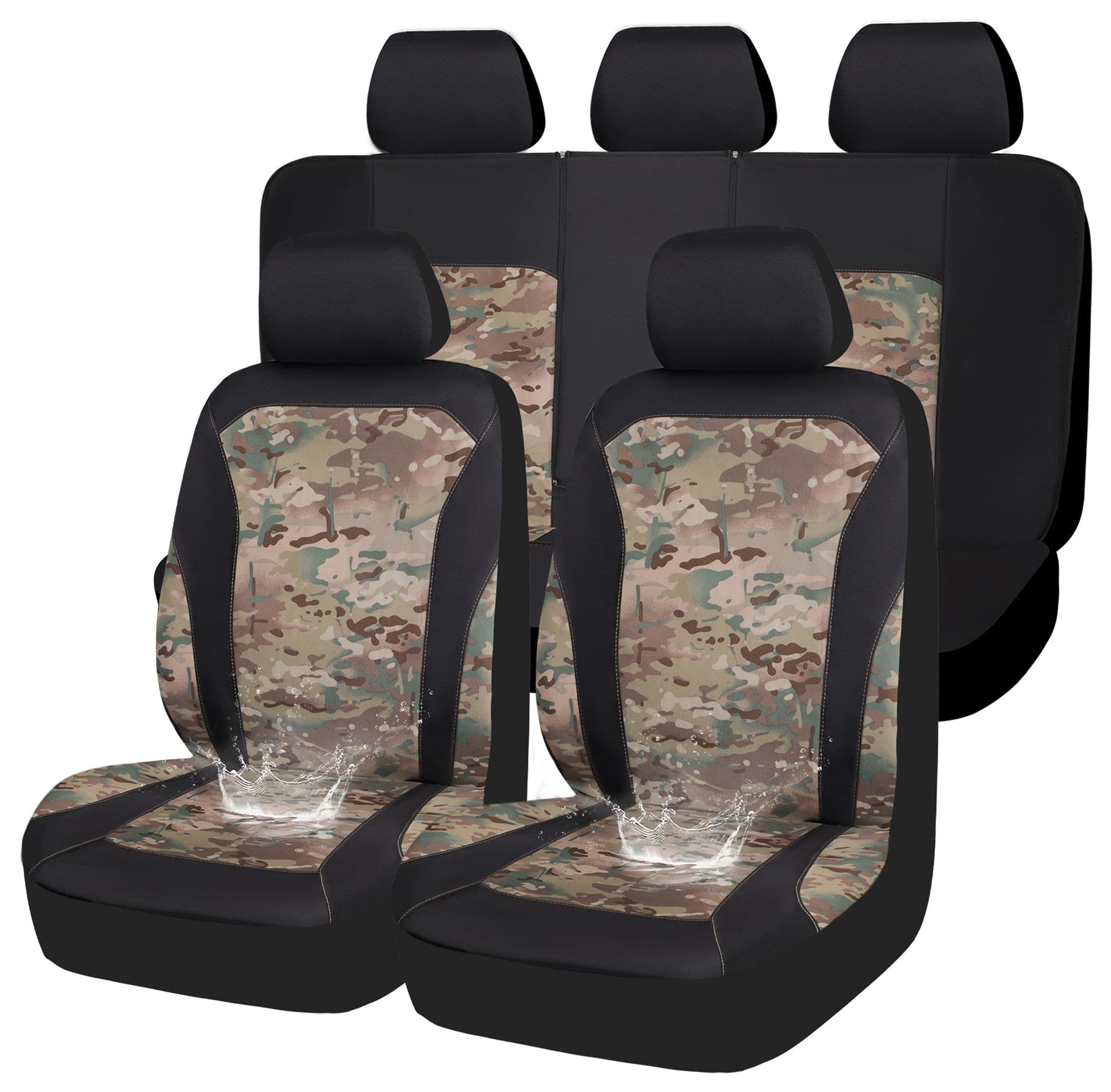 AutoTrends Durable Camouflage Seat Cover Set, 3-pc