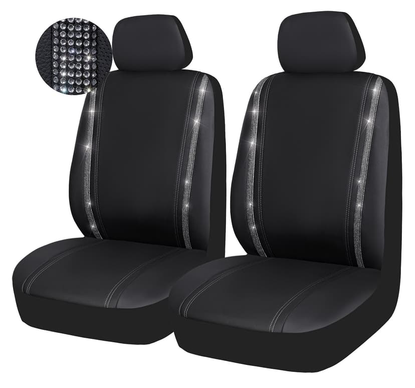 AutoTrends Bling Faux Leather Seat Cover, Universal Fit, 2-pc