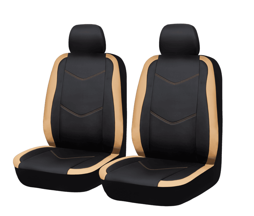 AutoTrends 2-Tone Faux Leather Seat Cover, Tan & Black