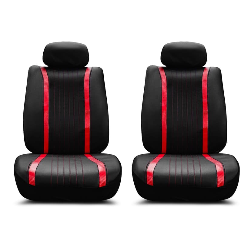 Upshift Two-Tone Faux Leather Seat Cover, Sport Red, 2-pk