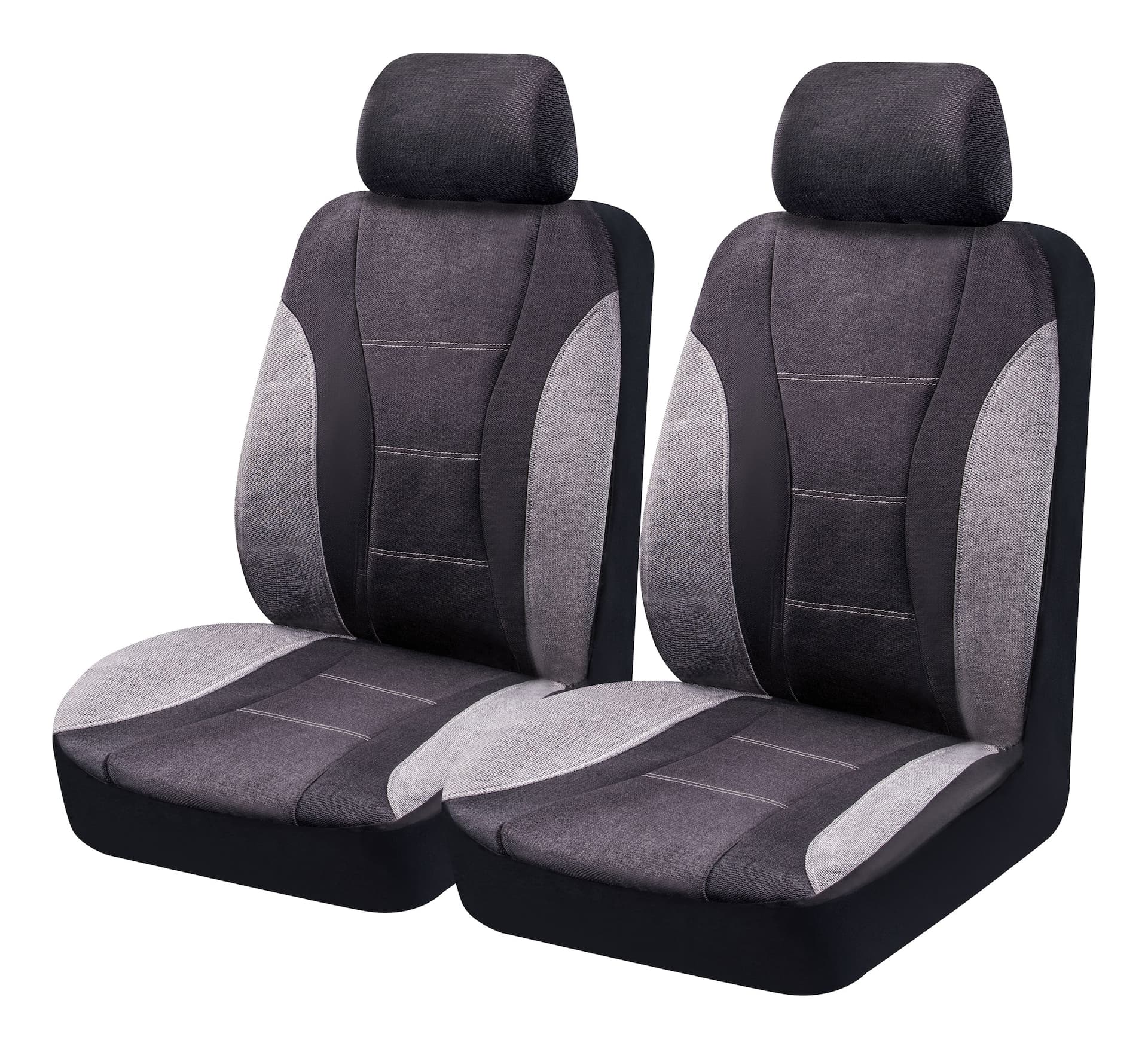 AutoTrends Low Back Heavy Duty Seat Cover, Black & Grey, 2-pk