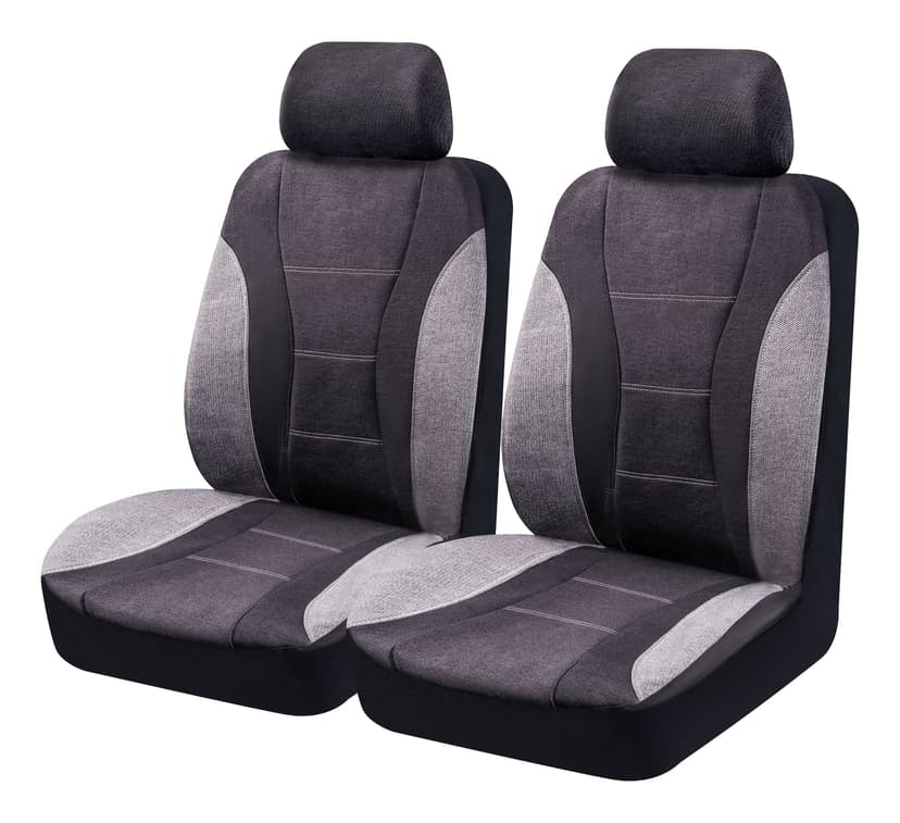AutoTrends Low Back Heavy Duty Seat Cover, Black & Grey, 2-pk