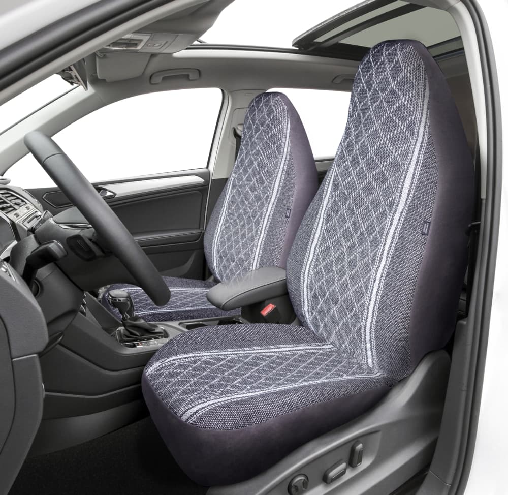AutoTrends High Back Diamond Tweed Seat Cover, Grey, 2-pk