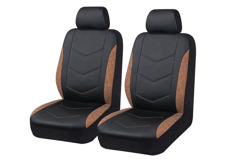 AutoTrends Black and Brown Chevron Seat Cover, Leather, 2-pc